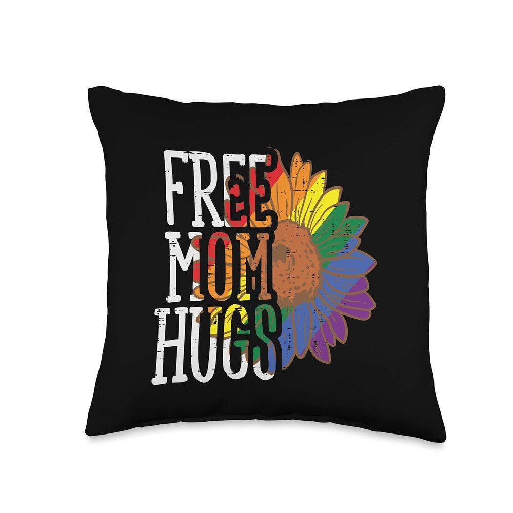 1993 Free Mom Hugs Rainbow Sunflower Gay Pride LGBTQ Mama Throw Pillow